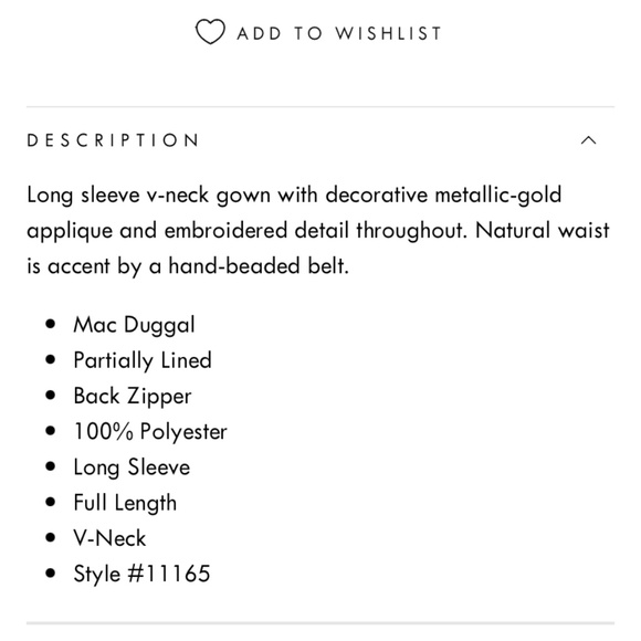 Mac Duggal LONG SLEEVE APPLIQUE V-NECK GOWN size 4 style 11165 - Picture 6 of 7